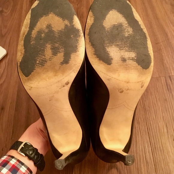 Enzo Angiolini Leather Peep Toe Pumps Heels - Picture 6 of 7